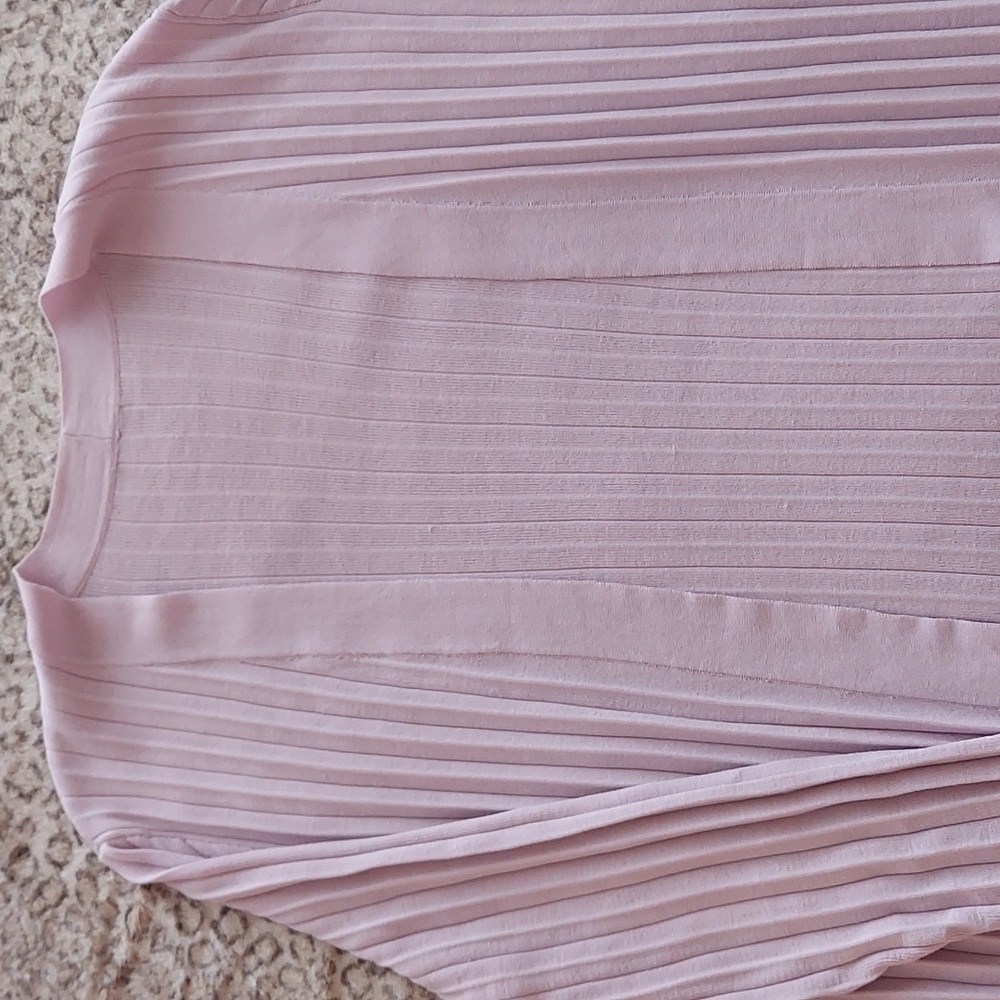 Chico's Lilac Pleated 3/4 Sleeve Duster - Picture 2 of 7